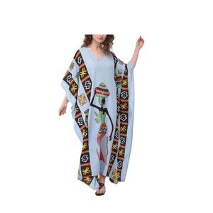 Gypsie Blue Swim Cover Kaftan Blue One Size